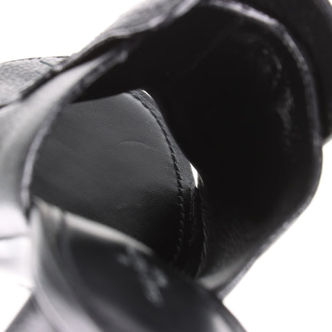 LOUIS VUITTON Indiana Mule Leather Logo Heel 39 Sandales cuir noir WS16153