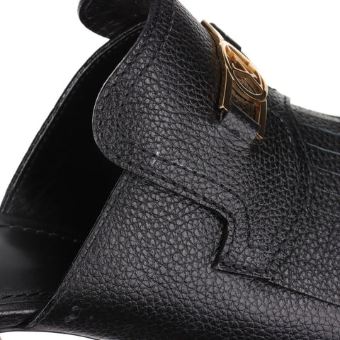 LOUIS VUITTON Indiana Mule Leather Logo Heel 39 Sandals leather black WS16153