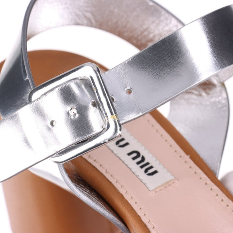 Miu Miu Rhinestone Heel Size: 35.5 9.1" Sandals Brown WS16154