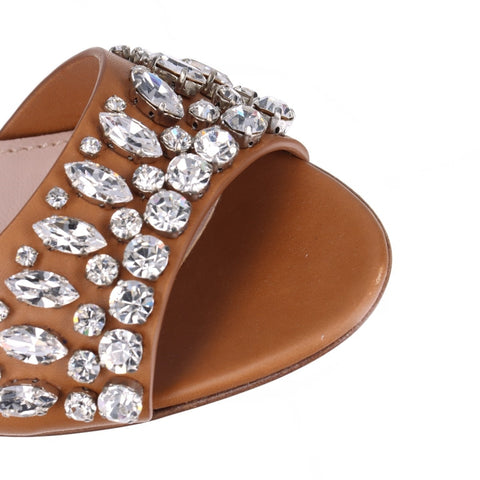 Miu Miu Rhinestone Heel Size: 35.5 9.1" Sandals Brown WS16154