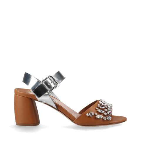 Miu Miu Rhinestone Heel Size: 35.5 9.1" Sandals Brown WS16154