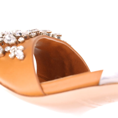 Miu Miu Rhinestone Heel Size: 35.5 9.1" Sandals leather Brown WS16154