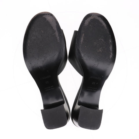 HERMES Dreamy Heel Leather Size:39 Sandals leather black WS16155