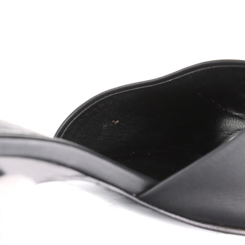 HERMES Dreamy Heel Leather Size:39 Sandals leather black WS16155