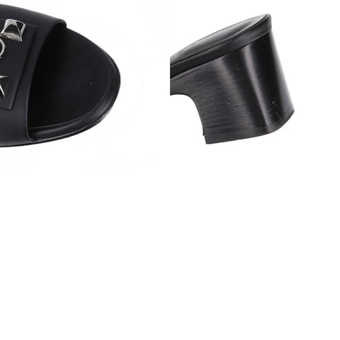 HERMES Dreamy Heel Leather Size:39 Sandals leather black WS16155