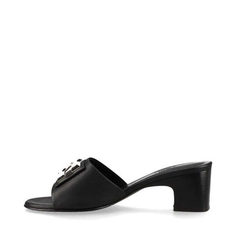 HERMES Dreamy Heel Leather Size:39 Sandals leather black WS16155