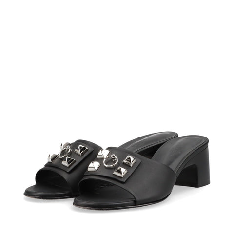 HERMES Dreamy Heel Leather Size:39 Sandals leather black WS16155