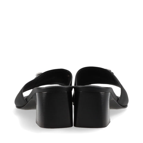 HERMES Dreamy Heel Leather Size:39 Sandals leather black WS16155