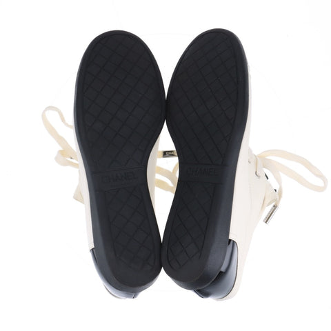 CHANEL Leather COCO Mark low cut shoes around 9.1" sneakers Ivory WS16157