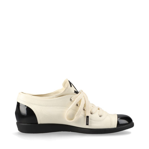 CHANEL Leather COCO Mark low cut shoes around 9.1" sneakers Ivory WS16157
