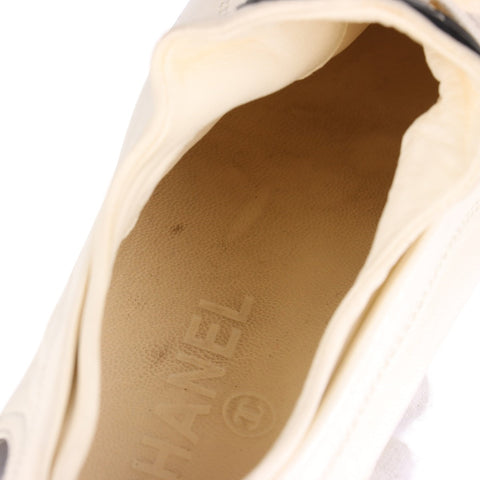 CHANEL Leather COCO Mark low cut shoes around 9.1" sneakers Ivory WS16157