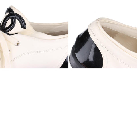 CHANEL Leather COCO Mark low cut shoes around 9.1" sneakers Ivory WS16157