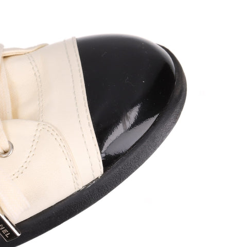 CHANEL Leather COCO Mark low cut shoes around 9.1" sneakers Ivory WS16157