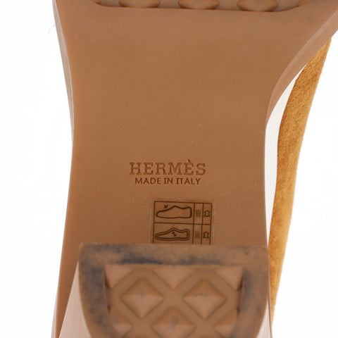 HERMES Suede Short Heel Size:38 9.6" Vanthall boots beige WS16158