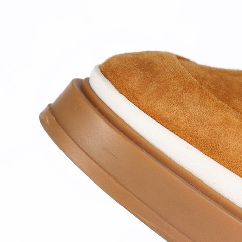 HERMES Suede Short Heel Size:38 9.6" Vanthall boots beige WS16158