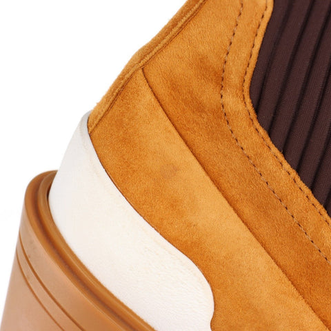 HERMES Suede Short Heel Size:38 9.6" Vanthall boots beige WS16158