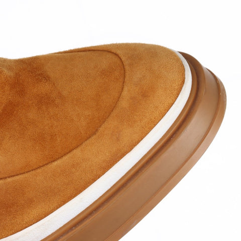 HERMES Suede Short Heel Size:38 9.6" Vanthall boots beige WS16158