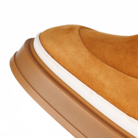 HERMES Suede Short Heel Size:38 9.6" Vanthall boots beige WS16158