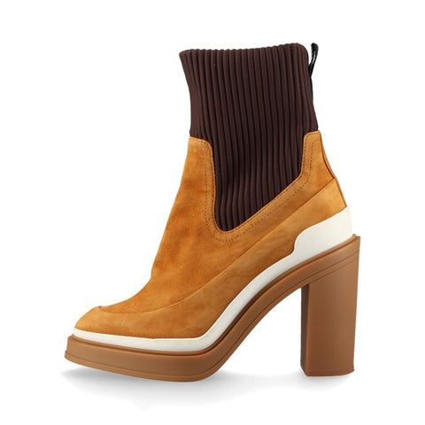 HERMES Suede Short Heel Size:38 9.6