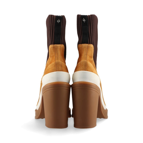 HERMES Suede Short Heel Size:38 9.6" Vanthall boots Suede beige WS16158