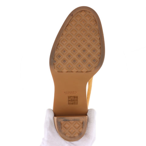 HERMES Suede Short Heel Size:38 9.6" Vanthall boots beige WS16158