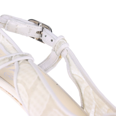 CHANEL Tweed Heel COCO Mark Size:35.5 8.9" pumps Ivory WS16161