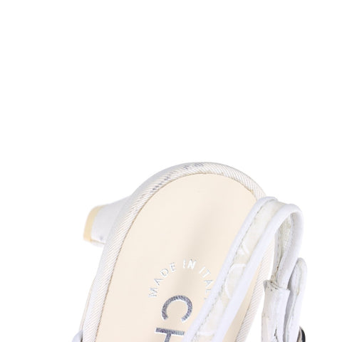 CHANEL Tweed Heel COCO Mark Size:35.5 8.9" pumps Ivory WS16161