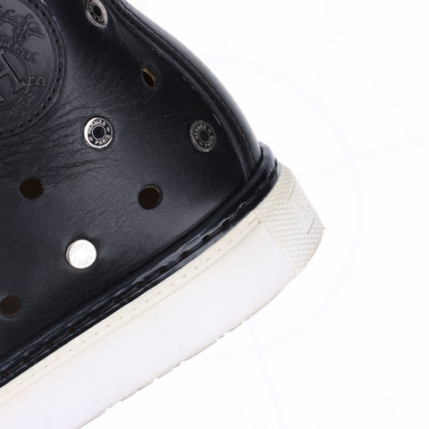 HERMES Leather high-top studs Size:38 9.6" sneakers black WS16165