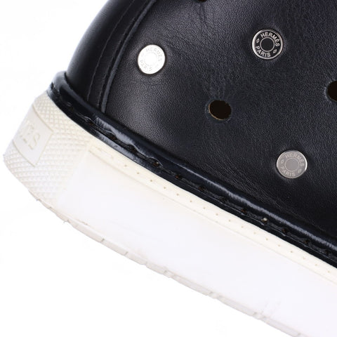HERMES Leather high-top studs Size:38 9.6" sneakers black WS16165