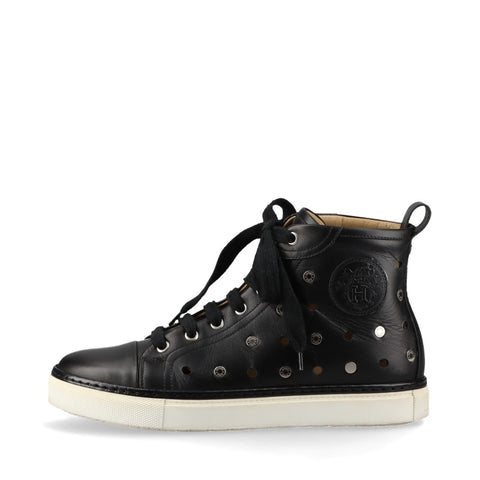 HERMES Leather high-top studs Size:38 9.6