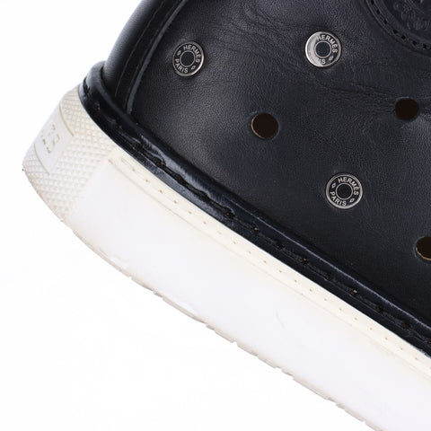 HERMES Leather high-top studs Size:38 9.6" sneakers black WS16165