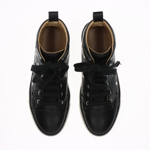HERMES Leather high-top studs Size:38 9.6" sneakers black WS16165