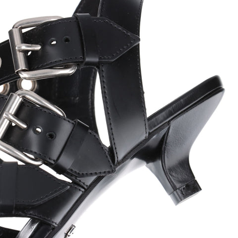 GUCCI Talon en cuir Taille : 36 9,3" Sandales cuir noir WS16166