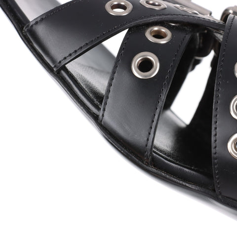 GUCCI Talon en cuir Taille : 36 9,3" Sandales cuir noir WS16166