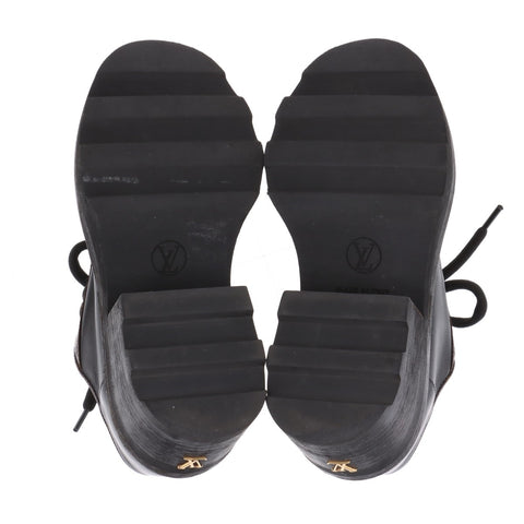 LOUIS VUITTON LV Bobur Line Leather Leather Shoes Size: 34.5 Monogram Low-Cut boots black WS16168