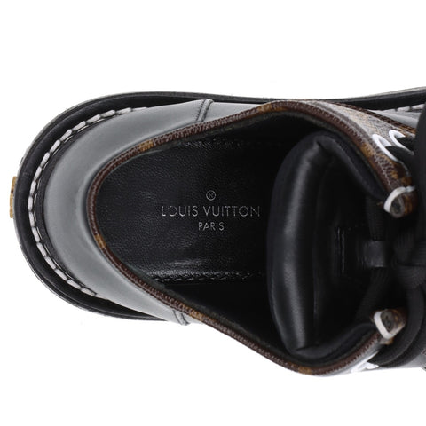LOUIS VUITTON LV Bobur Line Leather Leather Shoes Size: 34.5 Monogram Low-Cut boots black WS16168