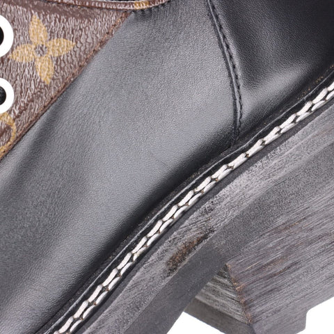 LOUIS VUITTON LV Bobur Line Leather Leather Shoes Size: 34.5 Monogram Low-Cut boots black WS16168