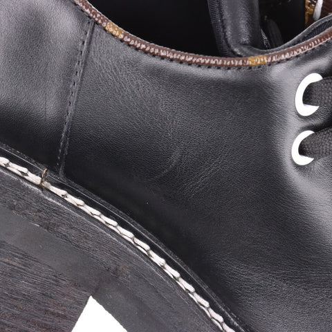 LOUIS VUITTON LV Bobur Line Leather Leather Shoes Size: 34.5 Monogram Low-Cut boots black WS16168