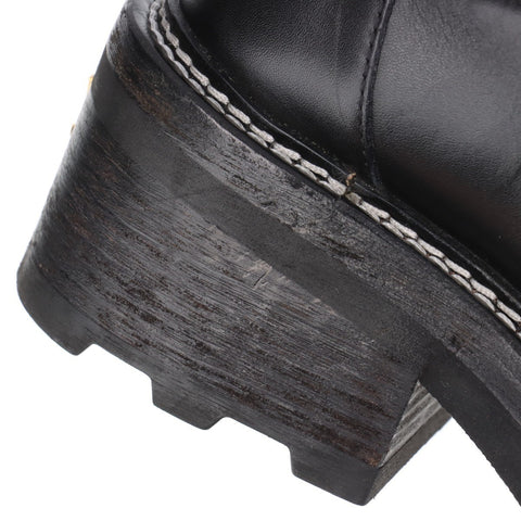 LOUIS VUITTON LV Bobur Line Leather Leather Shoes Size: 34.5 Monogram Low-Cut boots black WS16168
