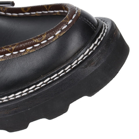 LOUIS VUITTON LV Bobur Line Leather Leather Shoes Size: 34.5 Monogram Low-Cut boots black WS16168
