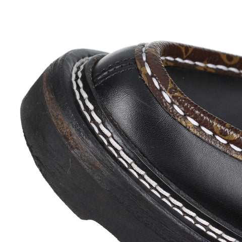 LOUIS VUITTON LV Bobur Line Leather Leather Shoes Size: 34.5 Monogram Low-Cut boots black WS16168
