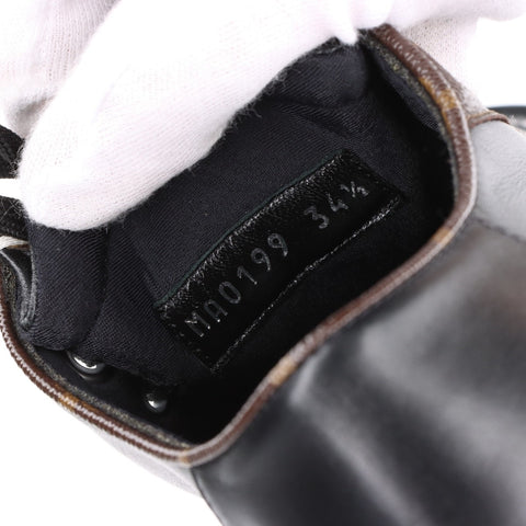 LOUIS VUITTON LV Bobur Line Leather Leather Shoes Size: 34.5 Monogram Low-Cut boots black WS16168