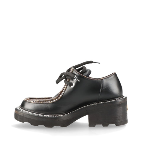 LOUIS VUITTON LV Bobur Line Leather Leather Shoes Size: 34.5 Monogram Low-Cut boots black WS16168