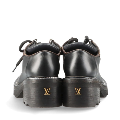 LOUIS VUITTON LV Bobur Line Leather Leather Shoes Size: 34.5 Monogram Low-Cut boots black WS16168