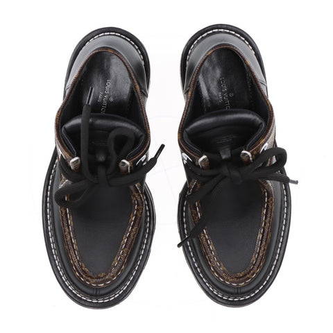 LOUIS VUITTON LV Bobur Line Leather Leather Shoes Size: 34.5 Monogram Low-Cut boots black WS16168