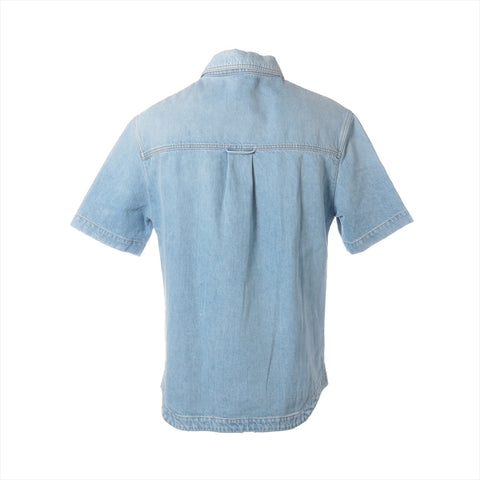 LOUIS VUITTON Small Denim Short Sleeve Shirt 21Stainless Steel Jacket blue WS16171