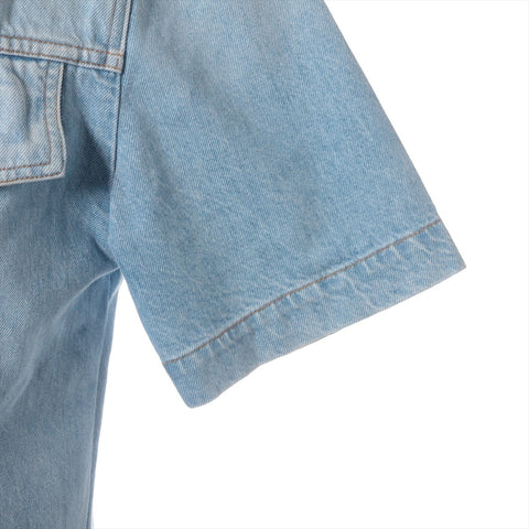LOUIS VUITTON Small Denim Short Sleeve Shirt 21Stainless Steel Jacket blue WS16171