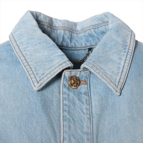 LOUIS VUITTON Small Denim Short Sleeve Shirt 21Stainless Steel Jacket blue WS16171