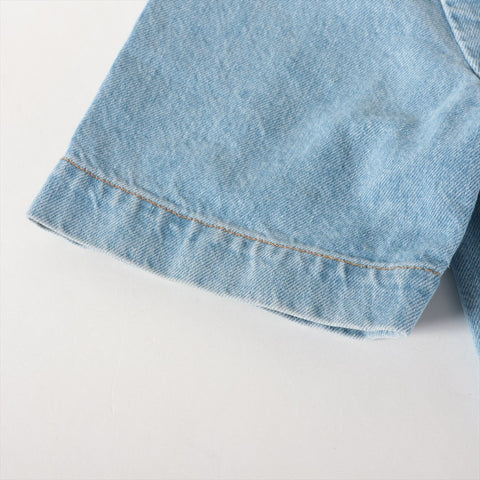 LOUIS VUITTON Small Denim Short Sleeve Shirt 21Stainless Steel Jacket blue WS16171