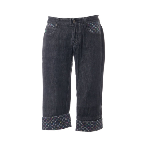 LOUIS VUITTON Multicolor Monogram Denim 38 Pants black WS16173